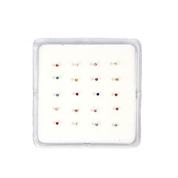 Assorted Color Nose Stud 925 Sterling Silver 1.5mm-(20 Nose Studs in a Box)